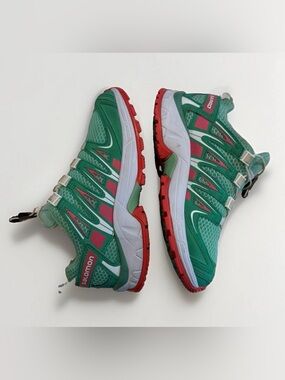 Salomon XA Pro 3D Kid's Shoes Size 2 Green Pink Hiking Running School Trainers